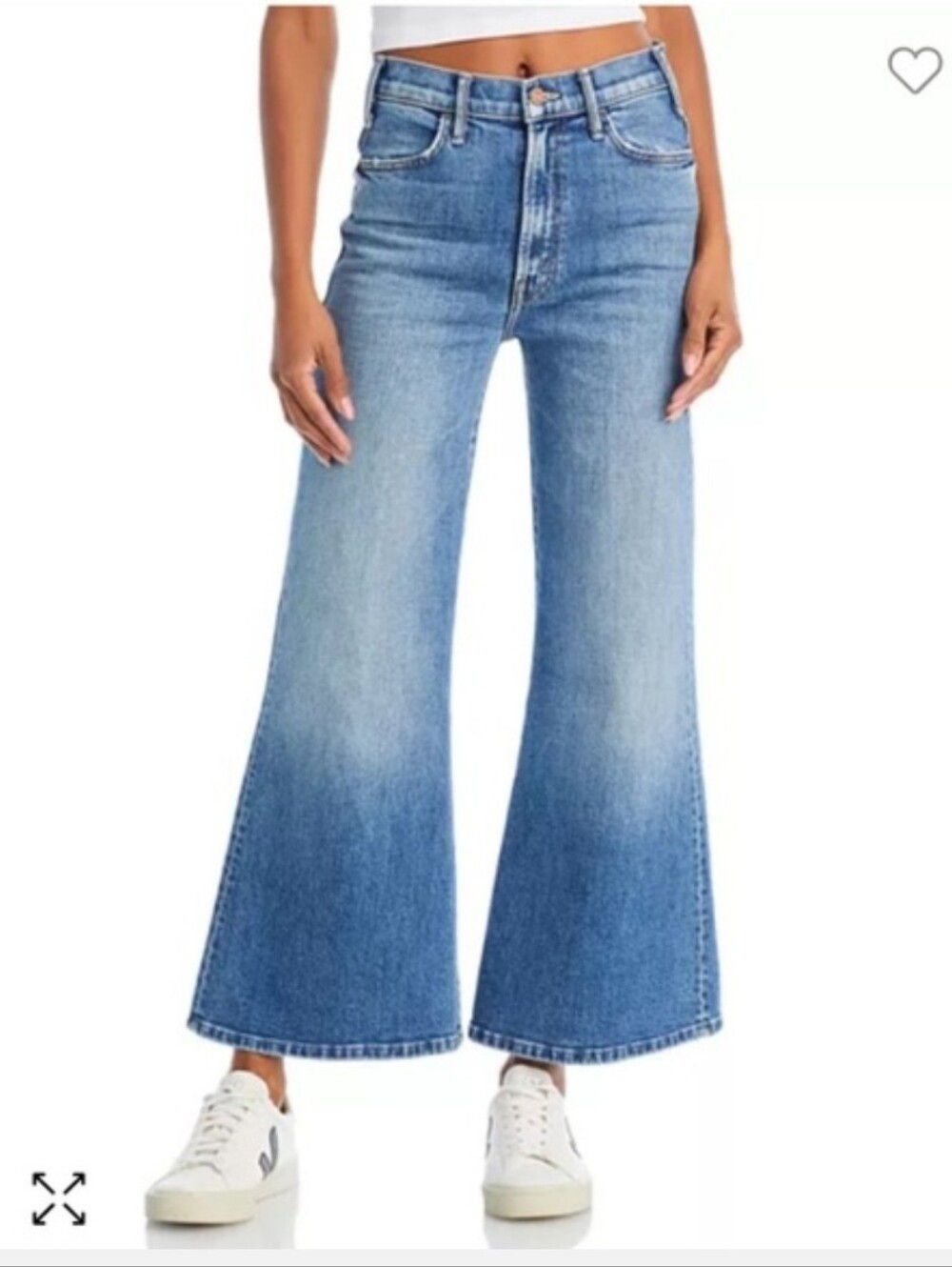 MOTHER Two-Tone Light to Medium Blue High-Rise Wide Leg Jeans